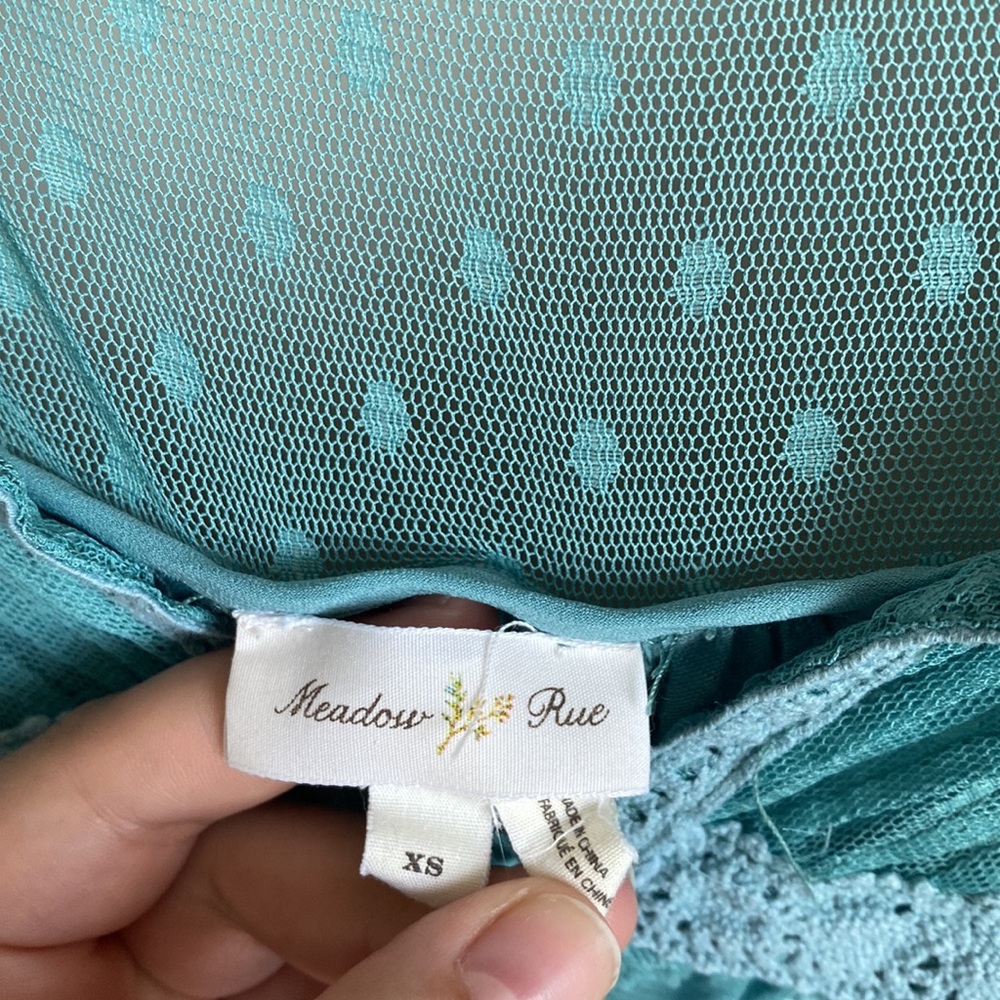 Anthropologie meadow rue teal long sleeve peasant blouse - Picture 5 of 8